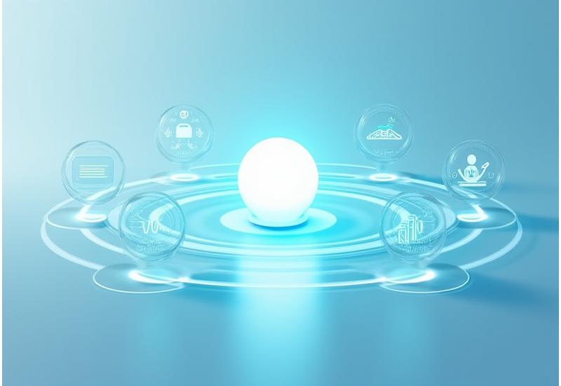 중앙 허브를 중심으로 연결된 5가지 협업 도구 생태계 다이어그램